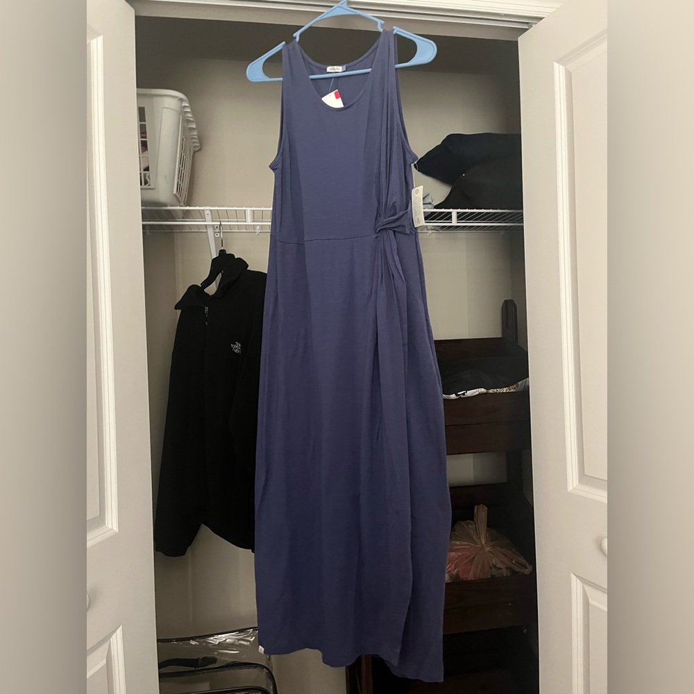 yarn and sea ankle length blue dress